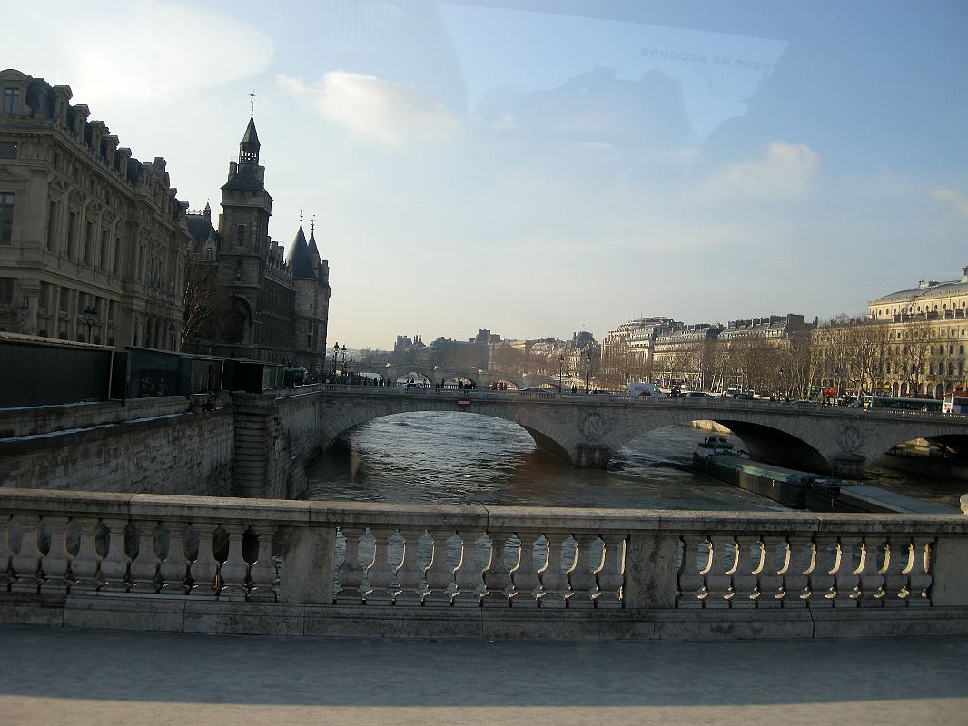 Paris 16 View of Palais de Justice on left, Seine and Pont au Change From Pont Notre Dame 